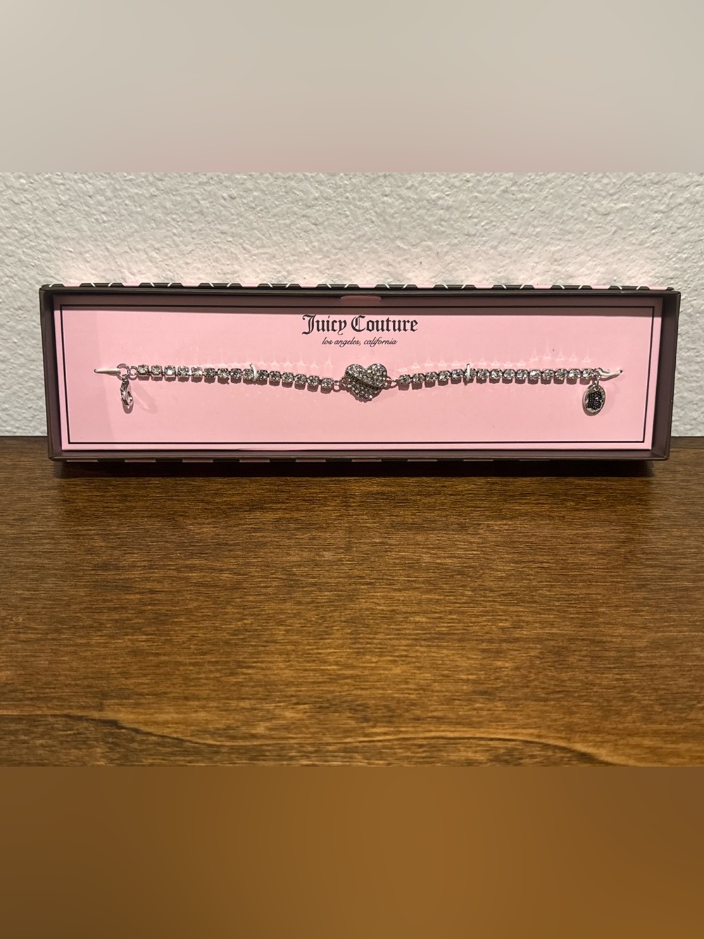 Juicy Couture Silver Heart Crystal Tennis Bracelet - Silver